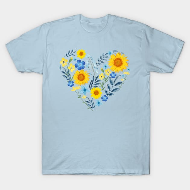 I stand with Ukrainian, sunflowers and hearts, peace not war. T-Shirt by WhaleSharkShop